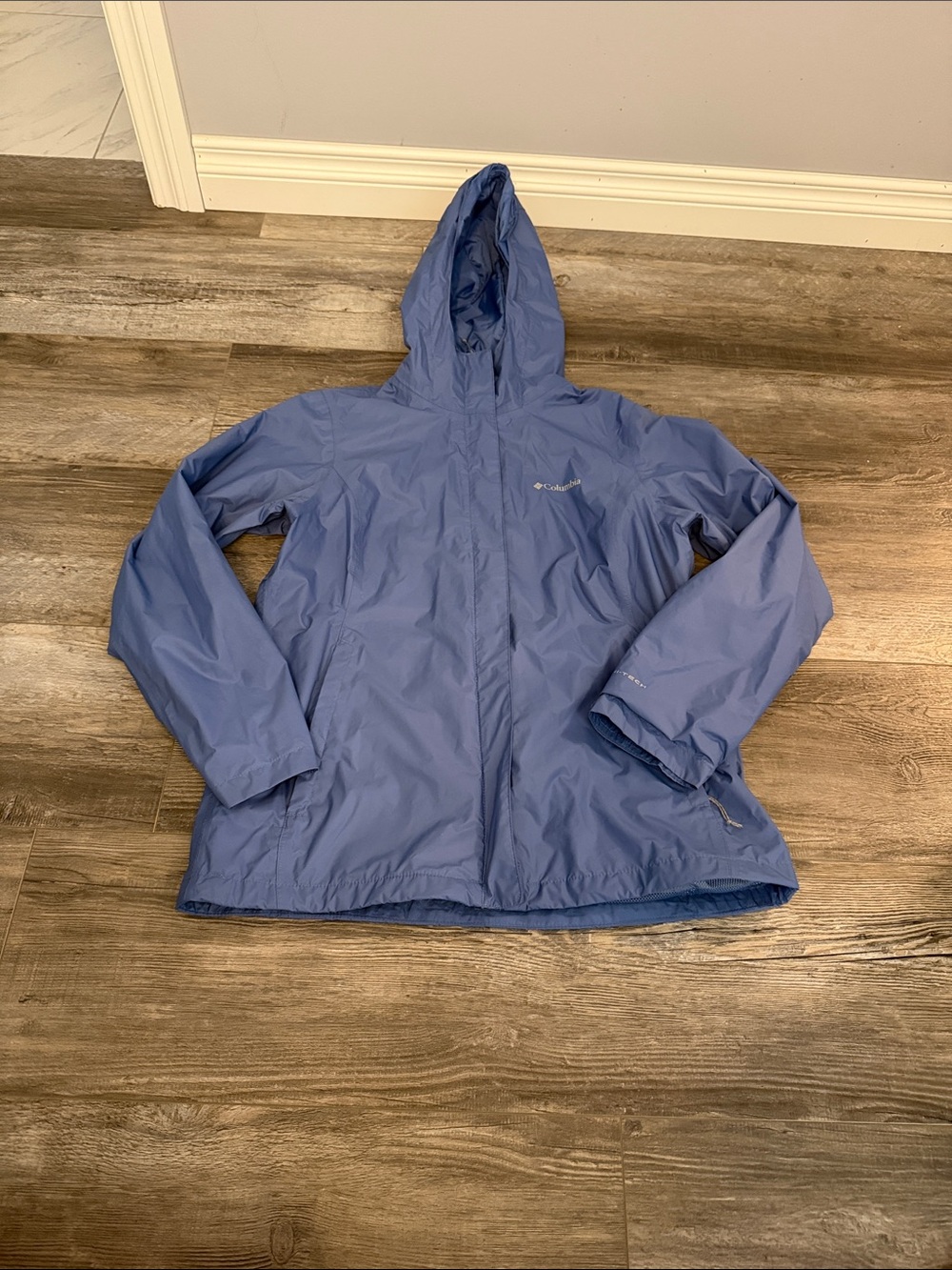 Columbia Blue Hooded Rain Jacket